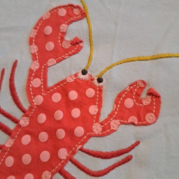 Baby Boden girls 2-3 years lobster applique short sleeve shirt, has a few marks - Picture 2 of 7